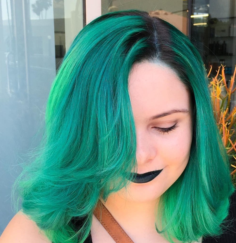 dark green teal hair